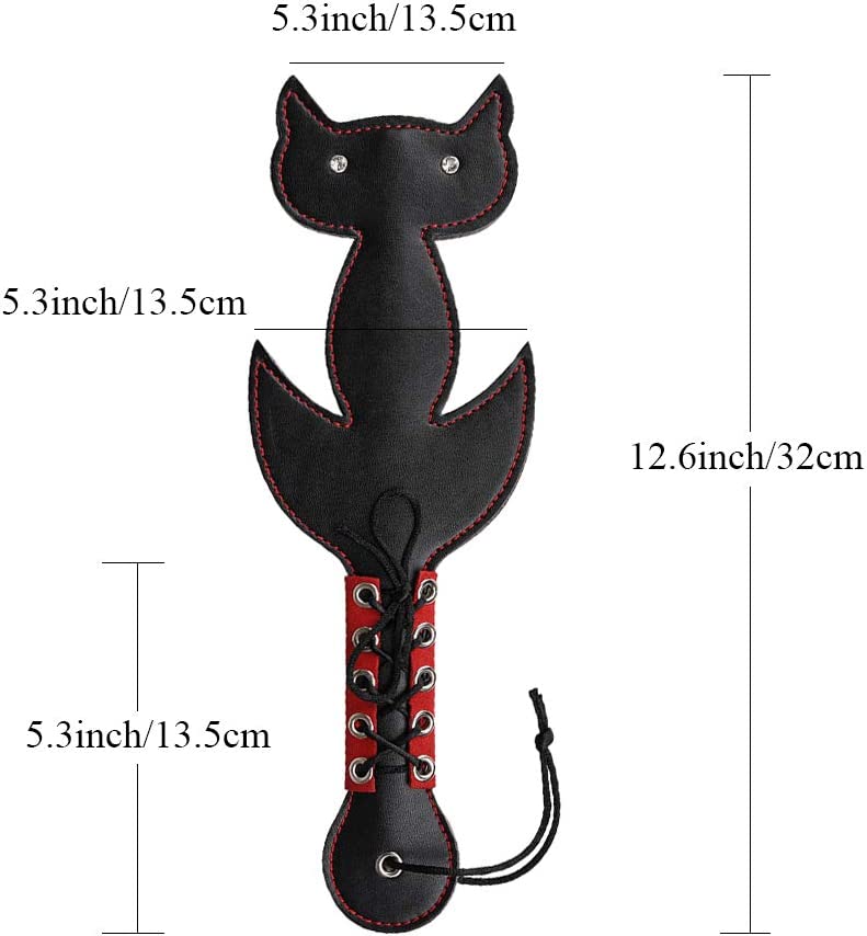 Spanking Paddle Black Cat - Zwart/Rood-Erotiekvoordeel.nl