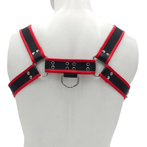 Rouge - Lederen Borstharnas voor Heren - Maat L/XL - Zwart/Rood-Erotiekvoordeel.nl
