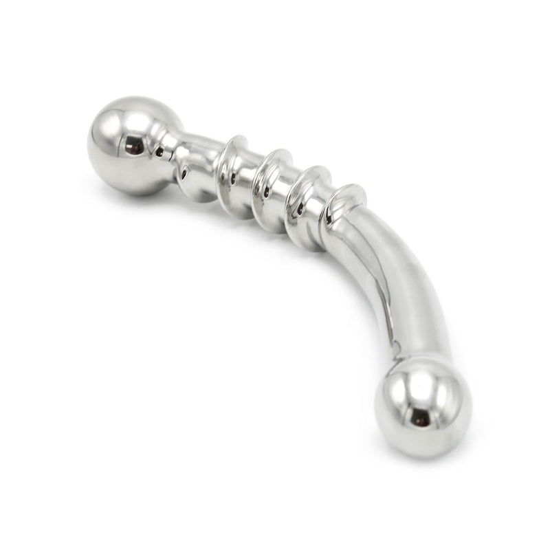 Kiotos - Curve Steel Dildo Twisted - Dildo met Ribbels - RVS-Erotiekvoordeel.nl