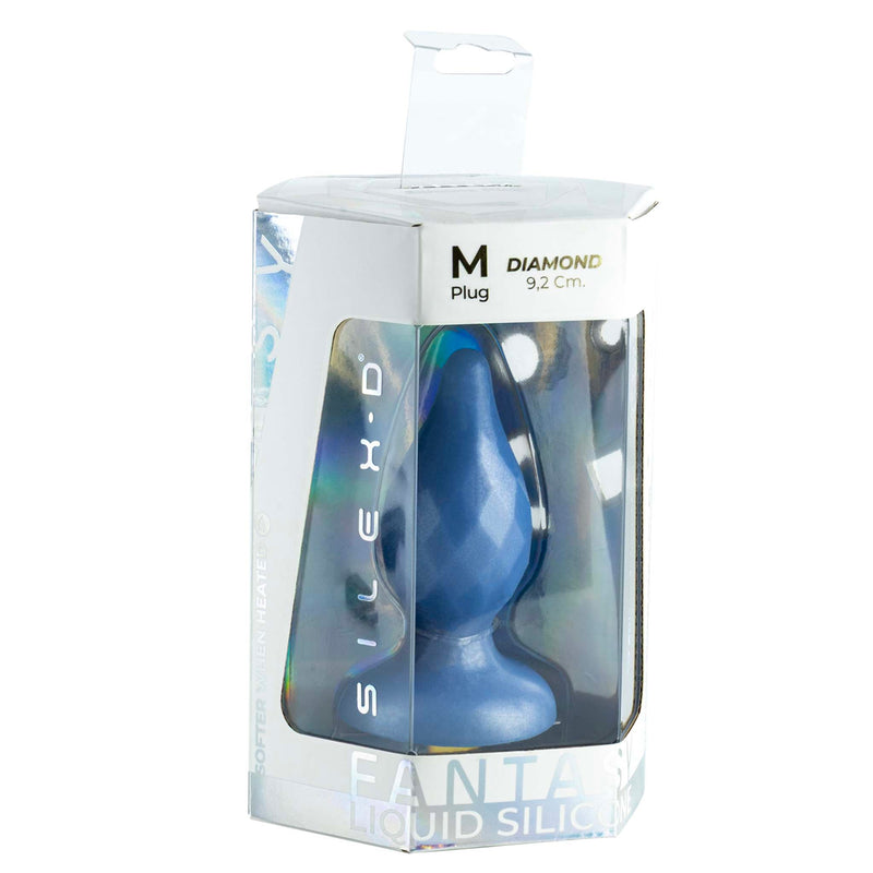 SILEXD - Diamond - Thermoreactieve Siliconen Buttplug - 9.2 cm x 3.6 cm - Lichtblauw-Erotiekvoordeel.nl