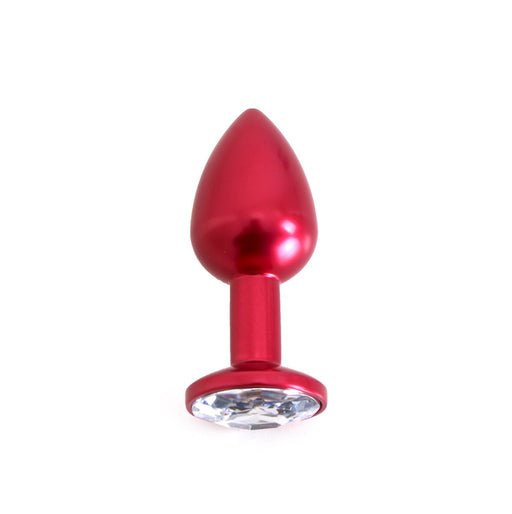 Kiotos - Rode Aluminium Buttplug Met Wit Sierkristal-Erotiekvoordeel.nl