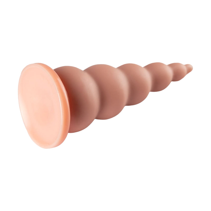 Lance's - PVC Ribbel Dildo met Zuignap - 22,9 cm - Lichte Huidskleur
