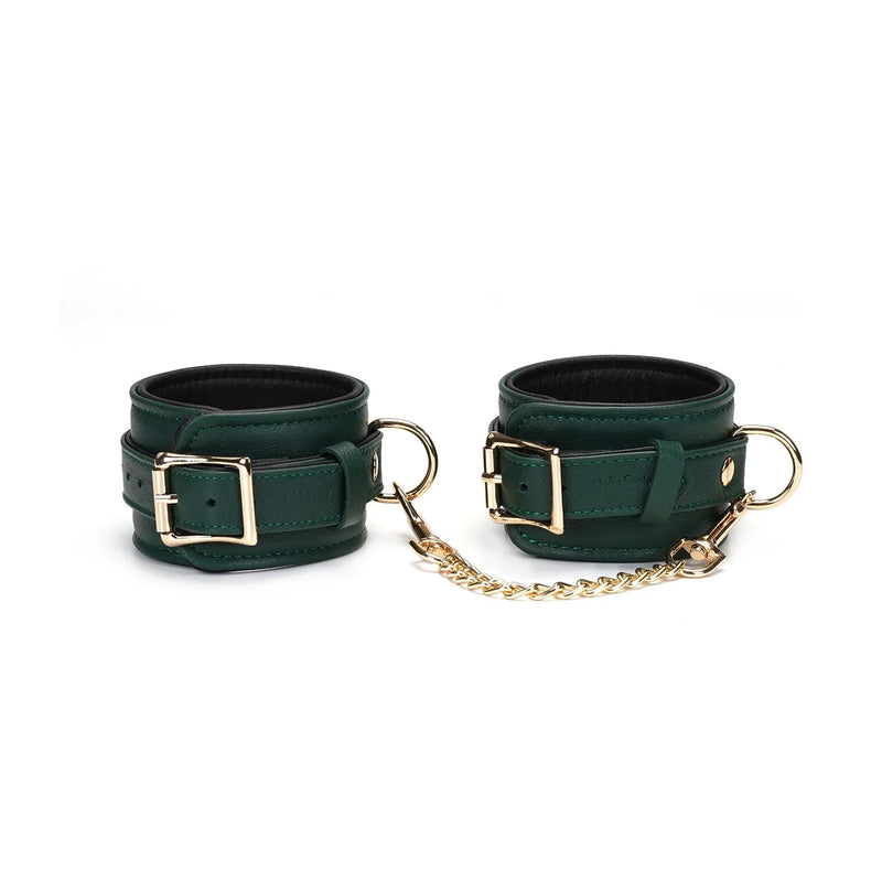 Liebe Seele - Mossy Green - Lederen polsboeien Met Gouden Ketting - exclusief En luxe ontwerp-Erotiekvoordeel.nl