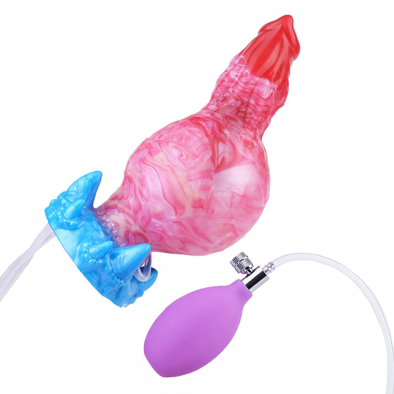 Kiotos Monstar - Blow Cum Cock - Opblaasbare Spuitende Dildo - Rood/Roze/Blauw-Erotiekvoordeel.nl