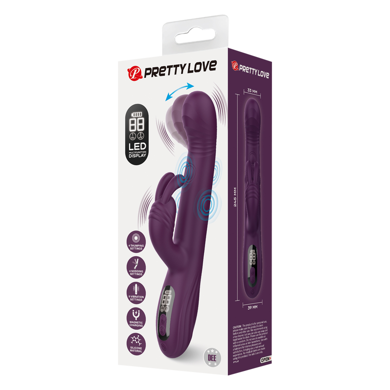 Pretty Love - Dee - Rabbit Vibrator met LED Display - Paars-Erotiekvoordeel.nl