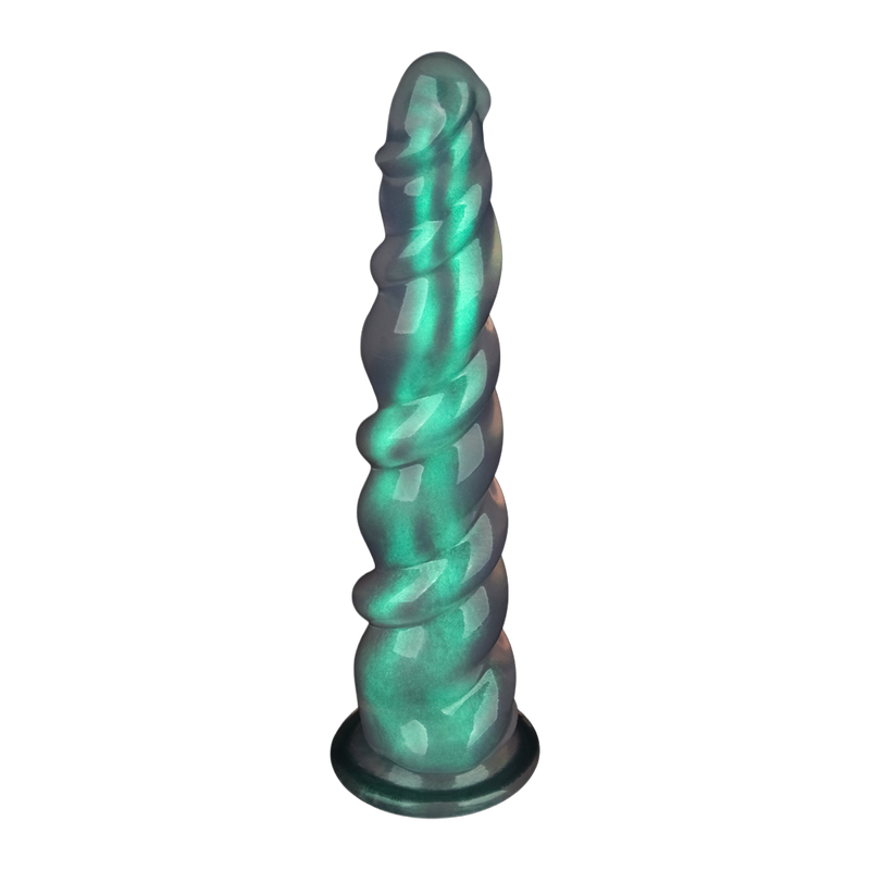 LoveToy - Opal Pearl Sheen - Grote Geribbelde Dildo - 30 cm – Groen-Erotiekvoordeel.nl
