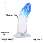 Deep Desire - Dildo - Kunstrubber - 15 cm - Transparant/Blauw-Erotiekvoordeel.nl