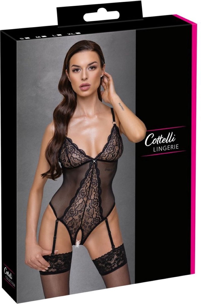Cottelli Collection – Kruisloze Body – Zwart – L-Erotiekvoordeel.nl