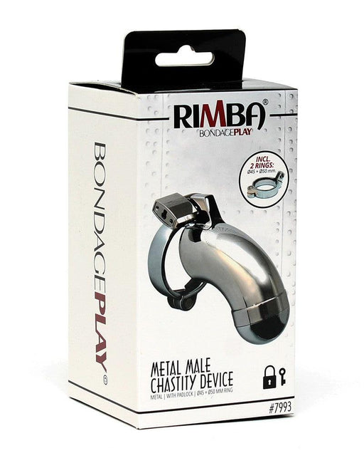 Rimba - Kuisheidskooi - Metalen Peniskooi Met Hangslot - Gesloten model - One Size - Zilver-Erotiekvoordeel.nl