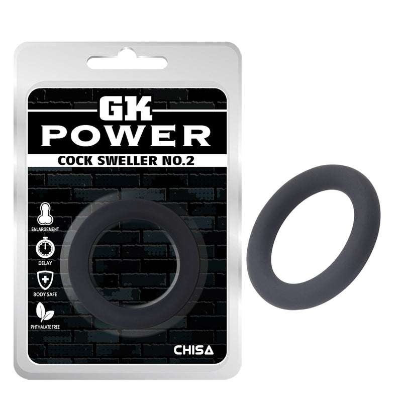 Chisa - GK Power Cock Sweller No.2 - Rekbare Cockring - Diameter 40 mm - Zwart-Erotiekvoordeel.nl