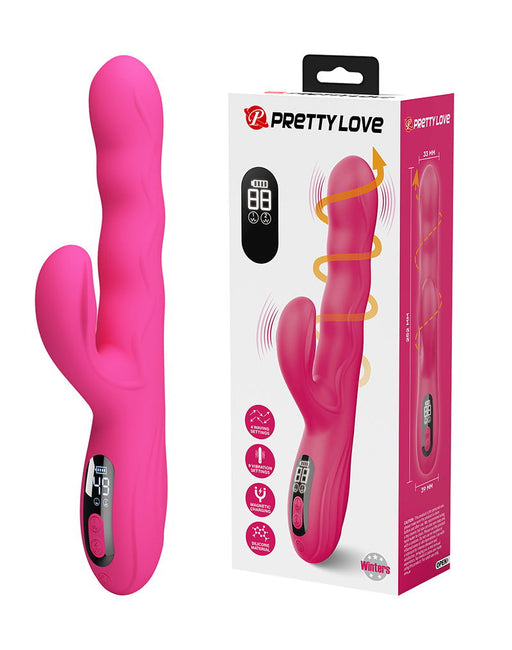 Pretty Love - Winters - Rabbit Vibrator met Golf Beweging en LED Display - Roze-Erotiekvoordeel.nl