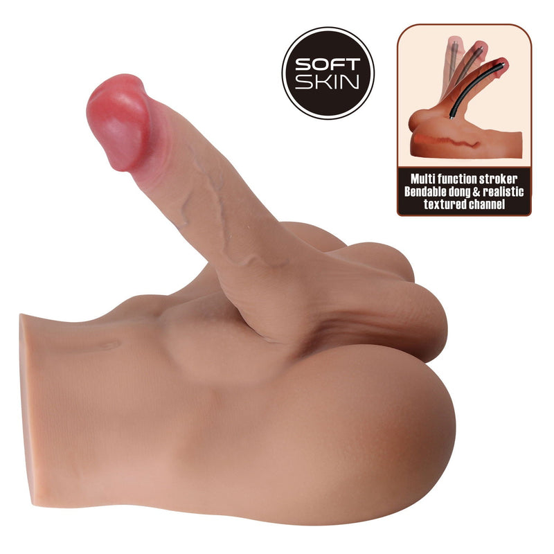 Crazy Bull - Rhyne - Masturbator met Buigzame Dildo - Lichte Huidskleur-Erotiekvoordeel.nl