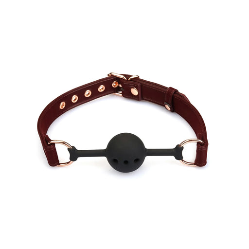 Liebe Seele - Metallic Shade Red - Vegan PU Lederen Gag - Rood/Rosé Goud-Erotiekvoordeel.nl