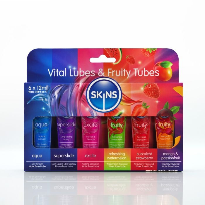 Skins - Sampler Pack Glijmiddelen - Vital & Fruity - 6 x 12 ml-Erotiekvoordeel.nl
