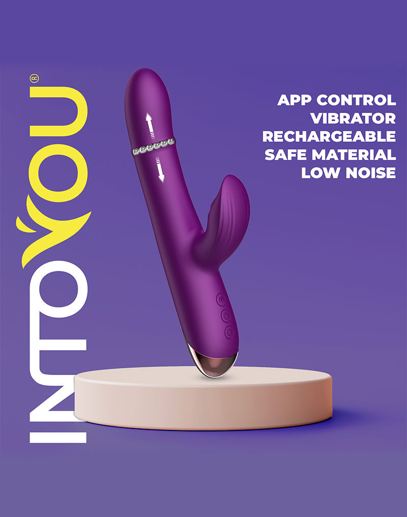 IY - Sendel - Rabbit Vibrator met Bewegende Kralenring en App Control - Paars-Erotiekvoordeel.nl