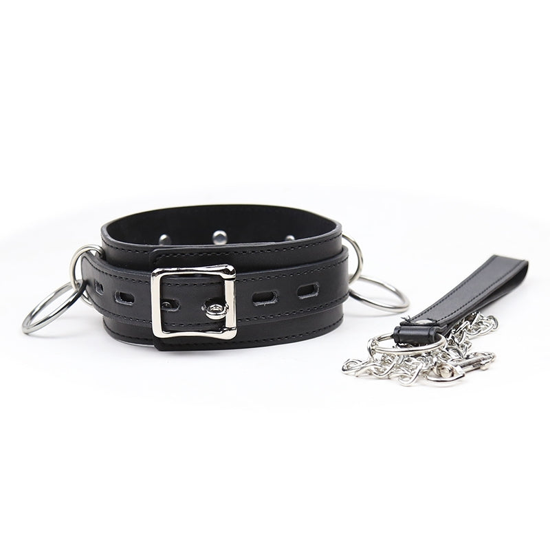 Smart Moves - Collar met Drie Ringen - Inclusief Leiband - Zwart-Erotiekvoordeel.nl