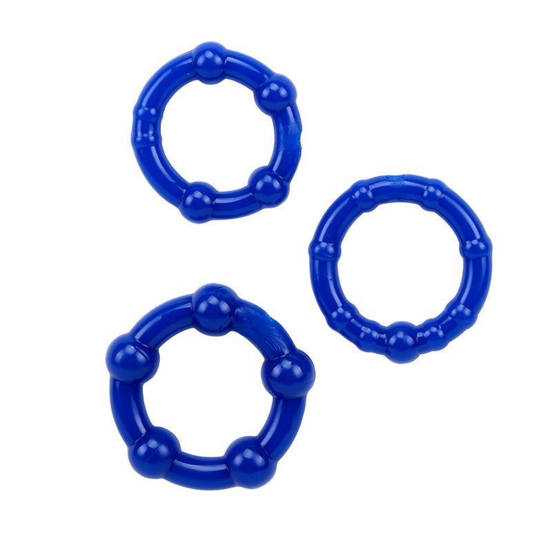 Chisa - GK Power Beaded Cockringen Set - 3 stuks - Blauw-Erotiekvoordeel.nl