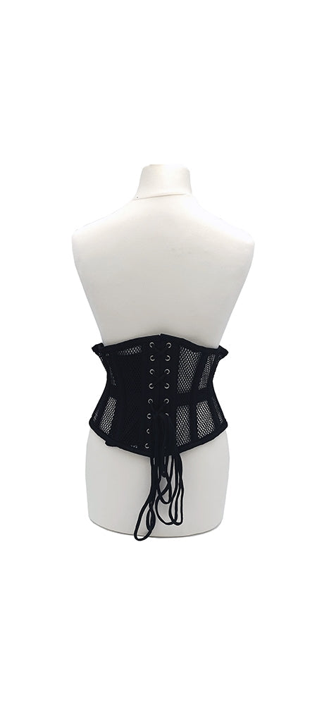 Rouge - Mesh Corset - Maat L-XL - Zwart-Erotiekvoordeel.nl