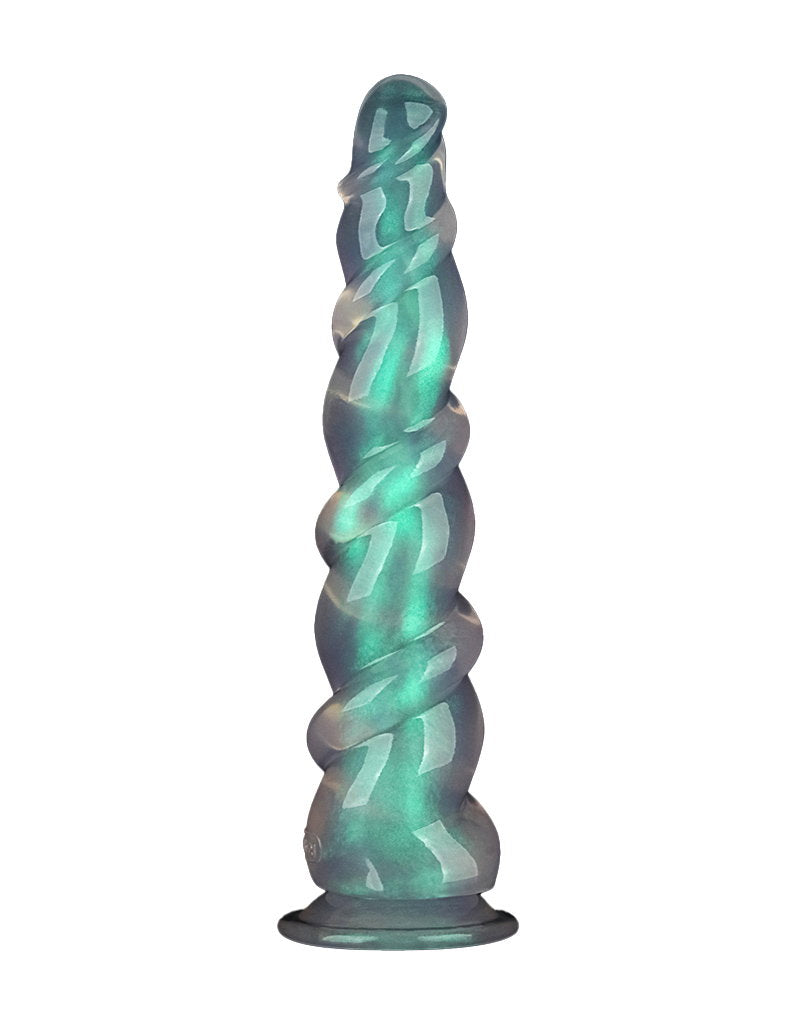 LoveToy - Opal Pearl Sheen - Grote Geribbelde Dildo - 30 cm – Groen-Erotiekvoordeel.nl