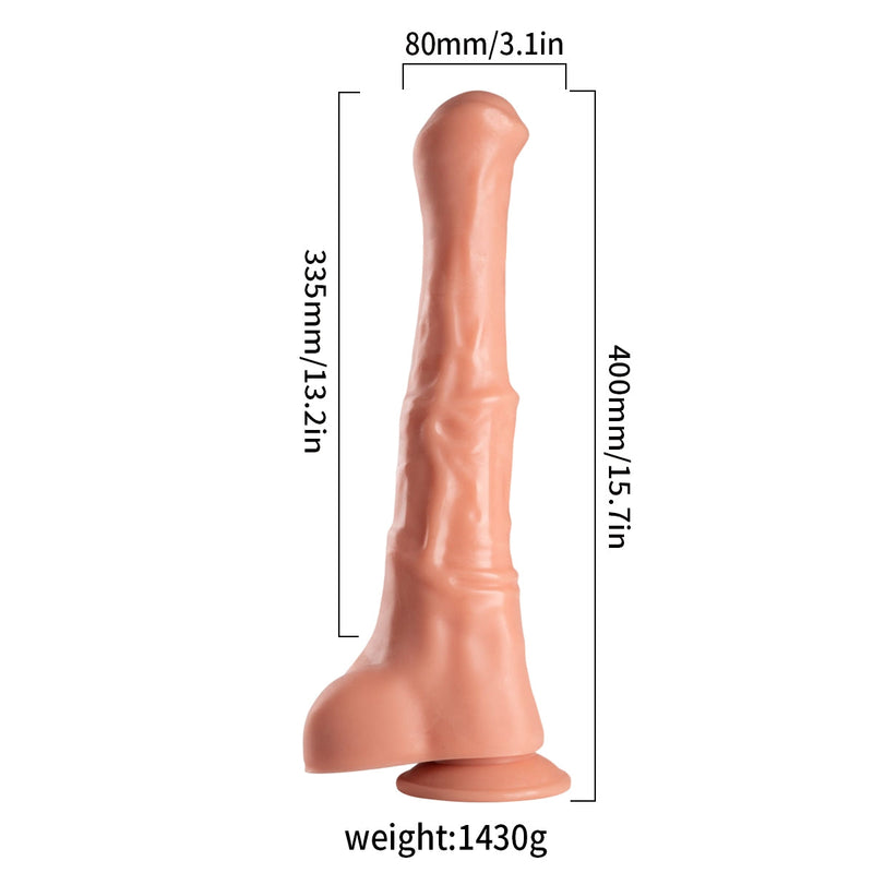 Lance's - PVC Dildo met Zuignap - 41,9 cm - Lichte Huidskleur