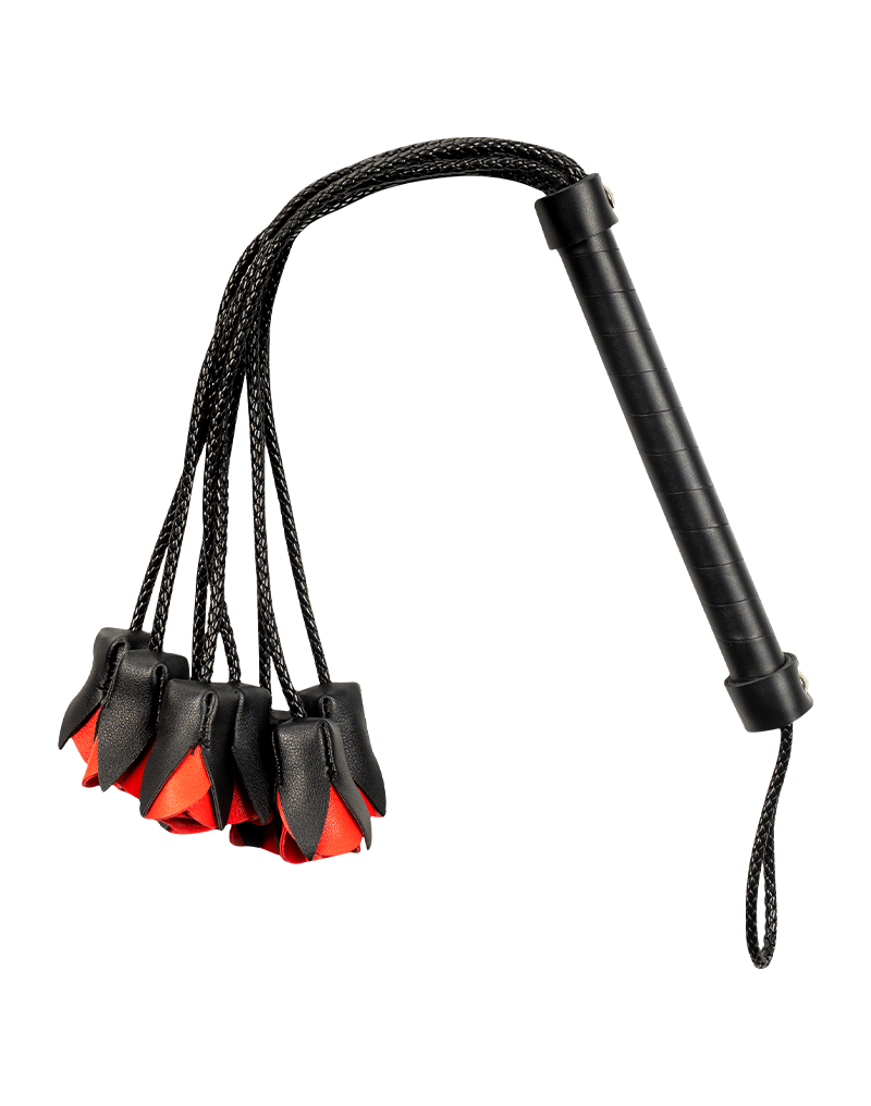 Rimba - BDSM Flogger met Rozen - Zwart/Rood-Erotiekvoordeel.nl