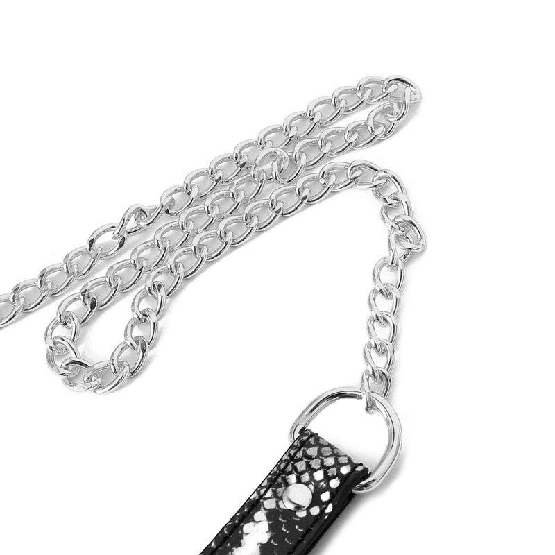 Kiotos - Collar En Leiband - Reptielenprint - Zwart/Zilver-Erotiekvoordeel.nl
