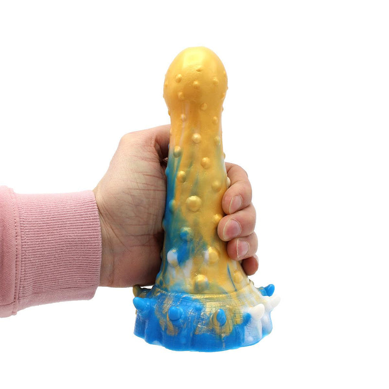 Kiotos Monstar - Dildo Beast 20 - Goud/Blauw/Wit-Erotiekvoordeel.nl