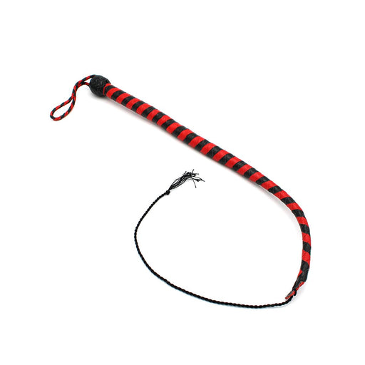 Kiotos Leather - Lederen Single Tail Zweep - 60 cm - Zwart/Rood-Erotiekvoordeel.nl
