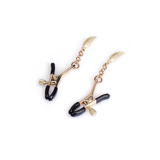 Liebe Seele - Luxe Tepelklemmen met Engelenvleugels Hangers met Strass - Goud-Erotiekvoordeel.nl