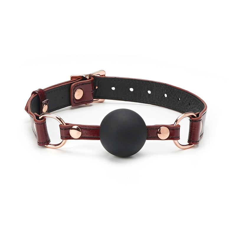 Liebe Seele - Wine Red - Leren Ball Gag Met Siliconen bal - exclusief En Luxe ontwerp - wijnrood-Erotiekvoordeel.nl