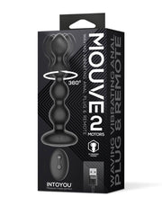 IY Mouve - Roterende en Vibrerende Geribbelde Buttplug met Afstandsbediening - 2 motoren - Zwart-Erotiekvoordeel.nl