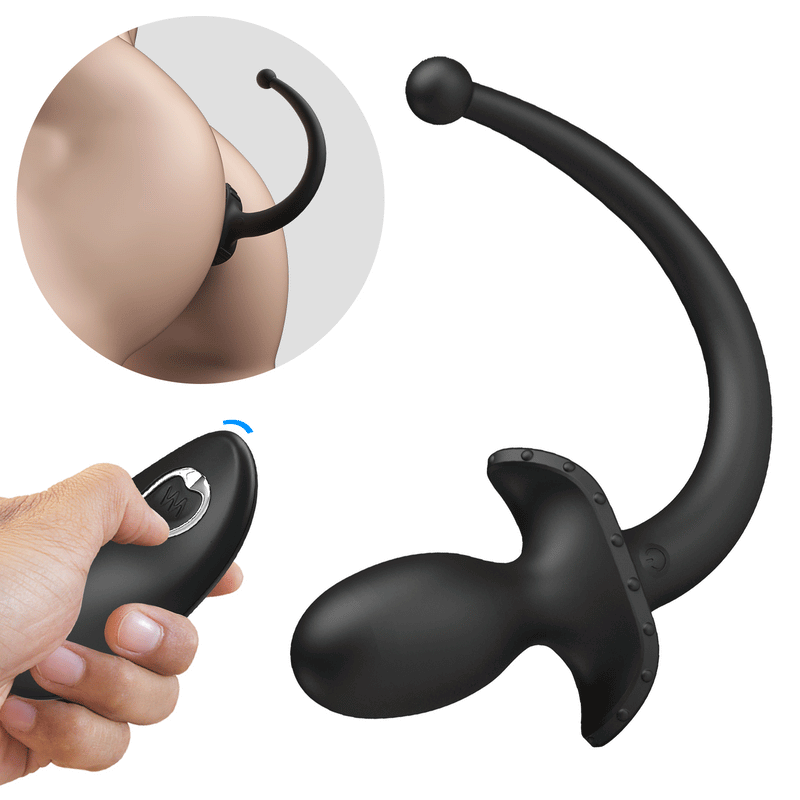 Mr. Play - Super Power - Vibrerende Hondenstaart Buttplug met Afstandsbediening - Zwart-Erotiekvoordeel.nl
