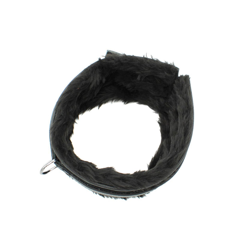 Kiotos Leather - Lederen Collar met Pluizige Binnenkant - Verstelbaar - Zwart-Erotiekvoordeel.nl