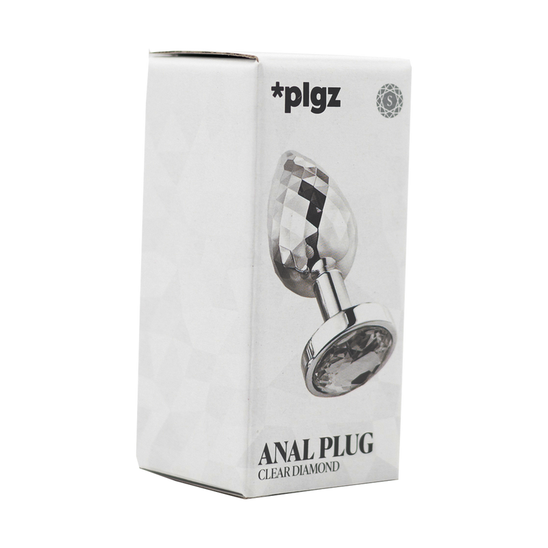 PLGZ - Diamond Facets Anaal Plug - Zilver met Transparante Siersteen-Erotiekvoordeel.nl