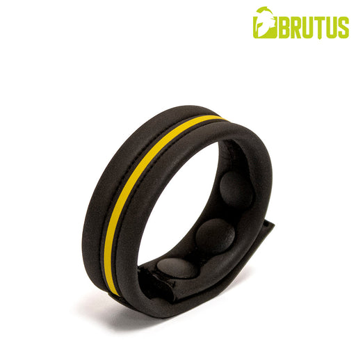 Brutus - Neopreen Cockstrap - Verstelbaar met drukknopen - Zwart/Geel-Erotiekvoordeel.nl