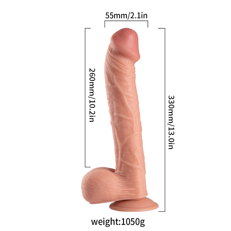 Lance's - PVC Dildo met Zuignap - 33,0 cm - Lichte Huidskleur