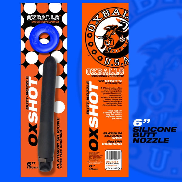 Oxballs - Ox Shot - Siliconen Anaal Douche - Lengte 15 cm - Gratis Rubberen Cockring-Erotiekvoordeel.nl