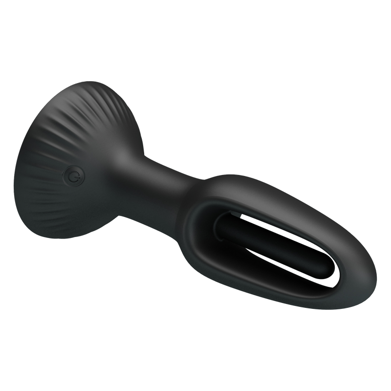 Pretty Love - Hubert - Vibrerende Buttplug - Anaal Vibrator - Met Wiebelend Tongetje - Zwart-Erotiekvoordeel.nl