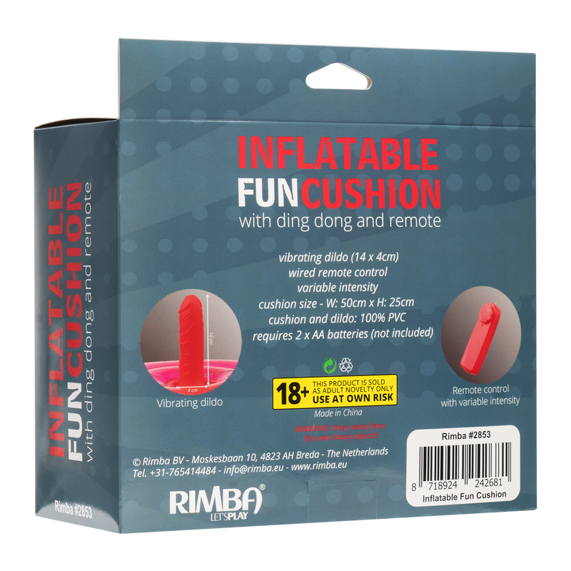 Rimba - Opblaasbare Dildo Poef Cushion - met Ding Dong en afstandsbediening - Roze-Erotiekvoordeel.nl