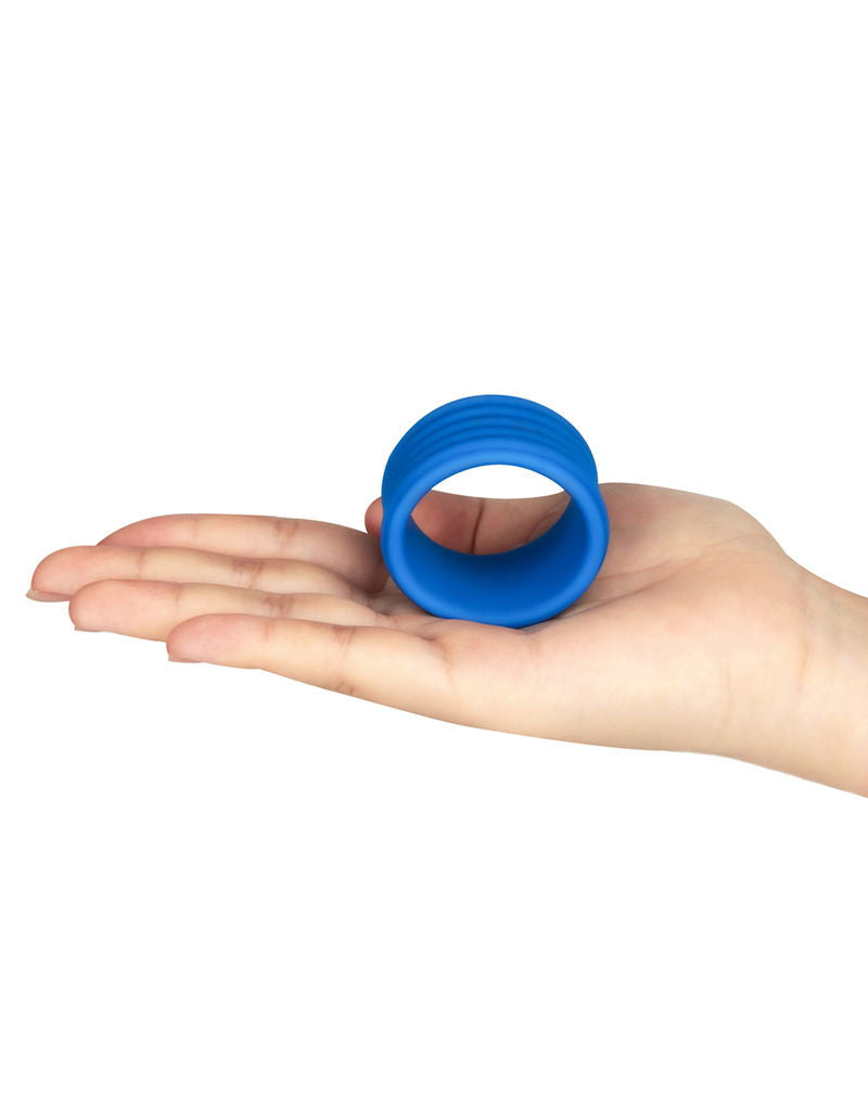 LoveToy - Pinnacle Pro - Deep Rib Grip Cockring - Blauw-Erotiekvoordeel.nl