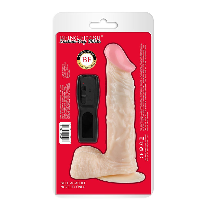 Being Fetish - Vibrerende PVC Dildo op Batterijen - 21,5 cm - Lichte Huidskleur-Erotiekvoordeel.nl