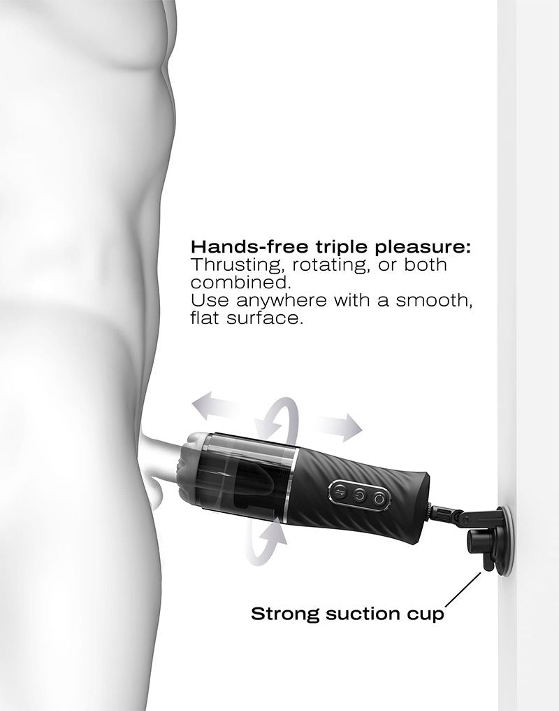 Dorcel - Thrust Blow Pro - Automatische Stotende Masturbator - Zwart-Erotiekvoordeel.nl