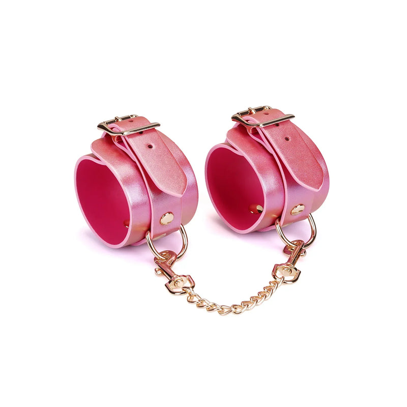 Liebe Seele - Lustre Rosa - Lederen Polsboeien - Parelmoer Roze-Erotiekvoordeel.nl