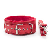 Smart Moves - Bont Gevoerde Collar met Leiband - Rood-Erotiekvoordeel.nl