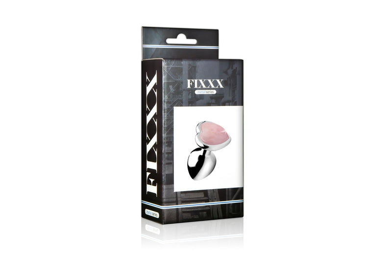 Fixxx - Aluminium Buttplug met Hartvormige Siersteen - Rose Quartz - 3 maten-Erotiekvoordeel.nl