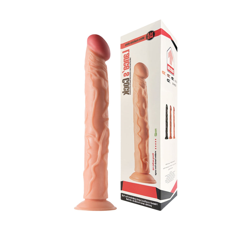 Lance's - PVC Dildo met Zuignap - 35,1 cm - Lichte Huidskleur