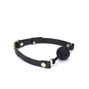 Liebe Seele - Demon's Kiss Leren Ball Gag - Luxe En exclusief ontwerp - Zwart/Goud-Erotiekvoordeel.nl