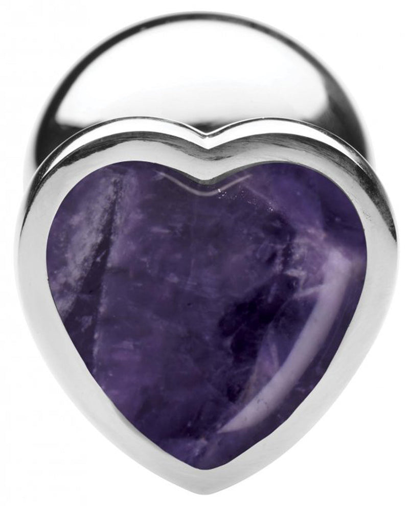 Fixxx - Aluminium Buttplug met Hartvormige Siersteen Amethyst - 3 maten-Erotiekvoordeel.nl