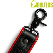 Brutus - Lederen Beenharnas - Verstelbaar- Zwart/Rood-Erotiekvoordeel.nl