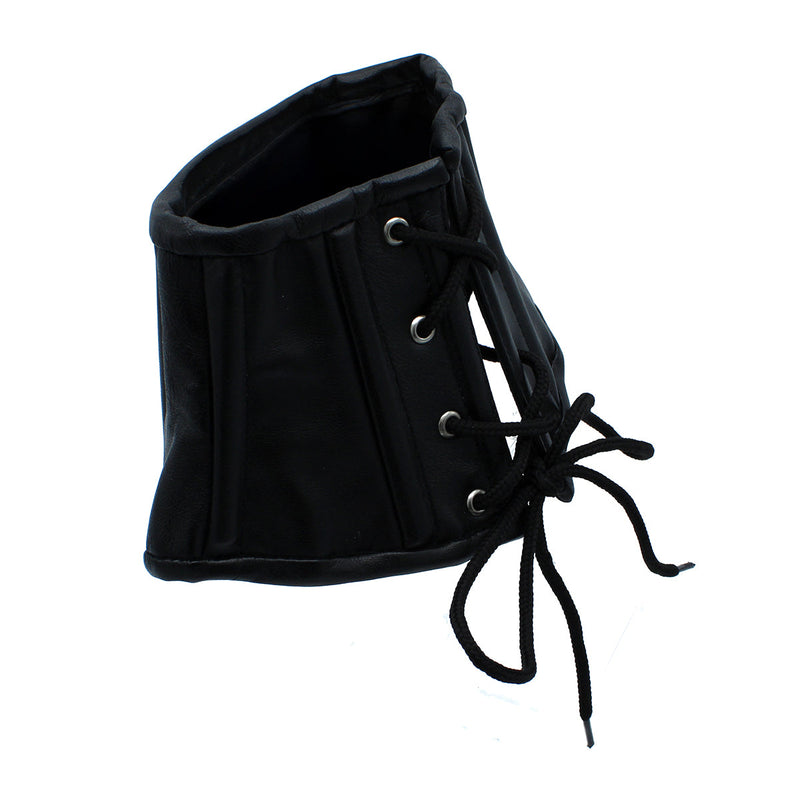 Kiotos - Zwart Lederen Lace-Up Corset Collar-Erotiekvoordeel.nl